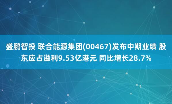 盛鹏智投 联合能源集团(00467)发布中期业绩 股东应占溢利9.53亿港元 同比增长28.7%